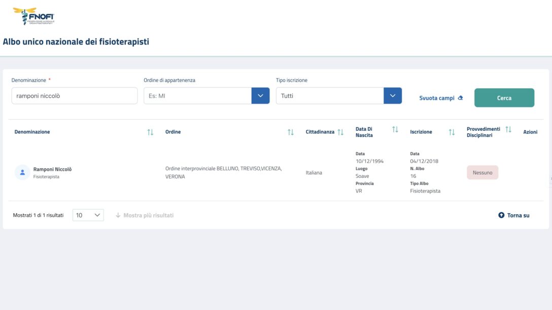 ricerca albo fisioterapisti