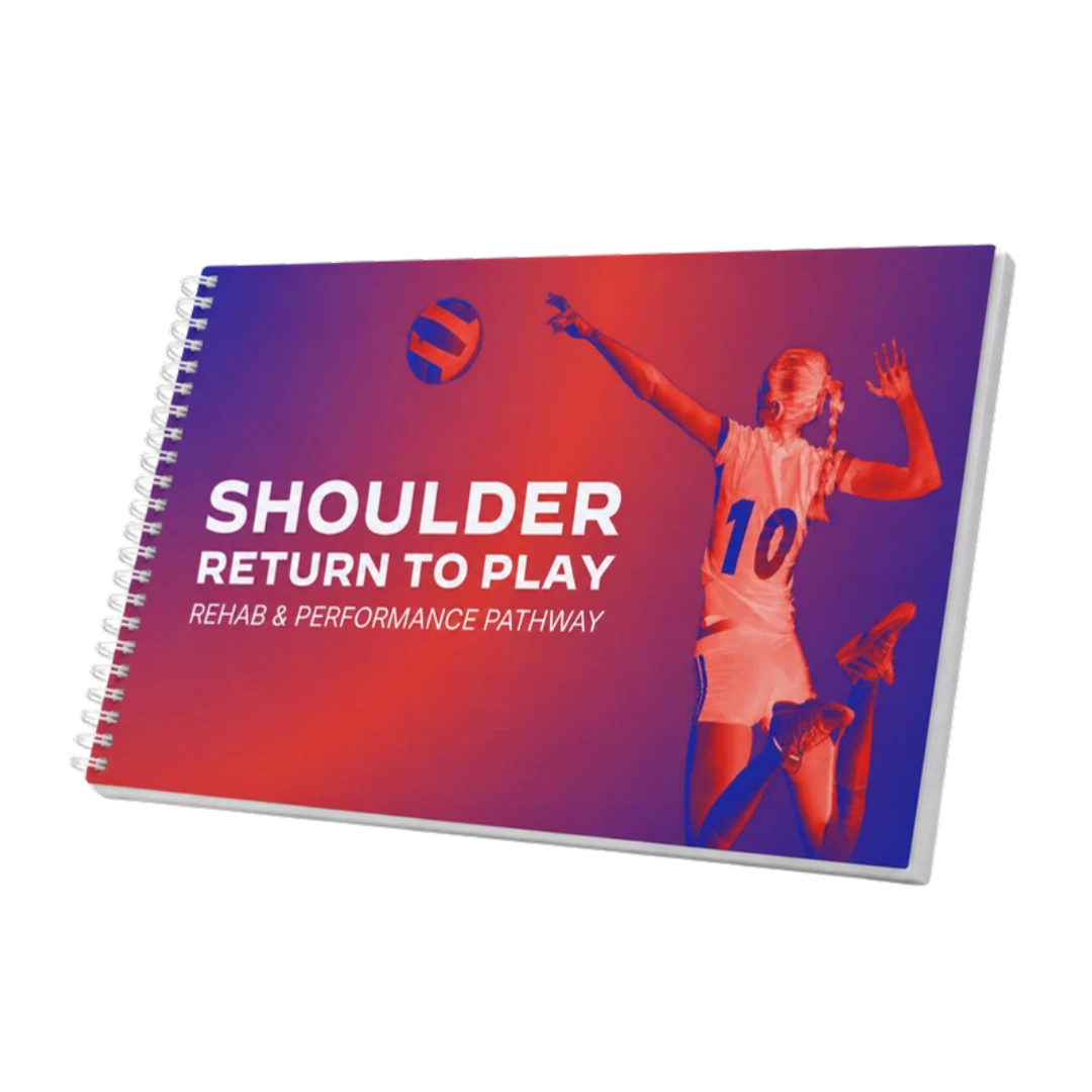 Mockup 3D delle slide rilegate a spirale del corso Shoulder Return to Play